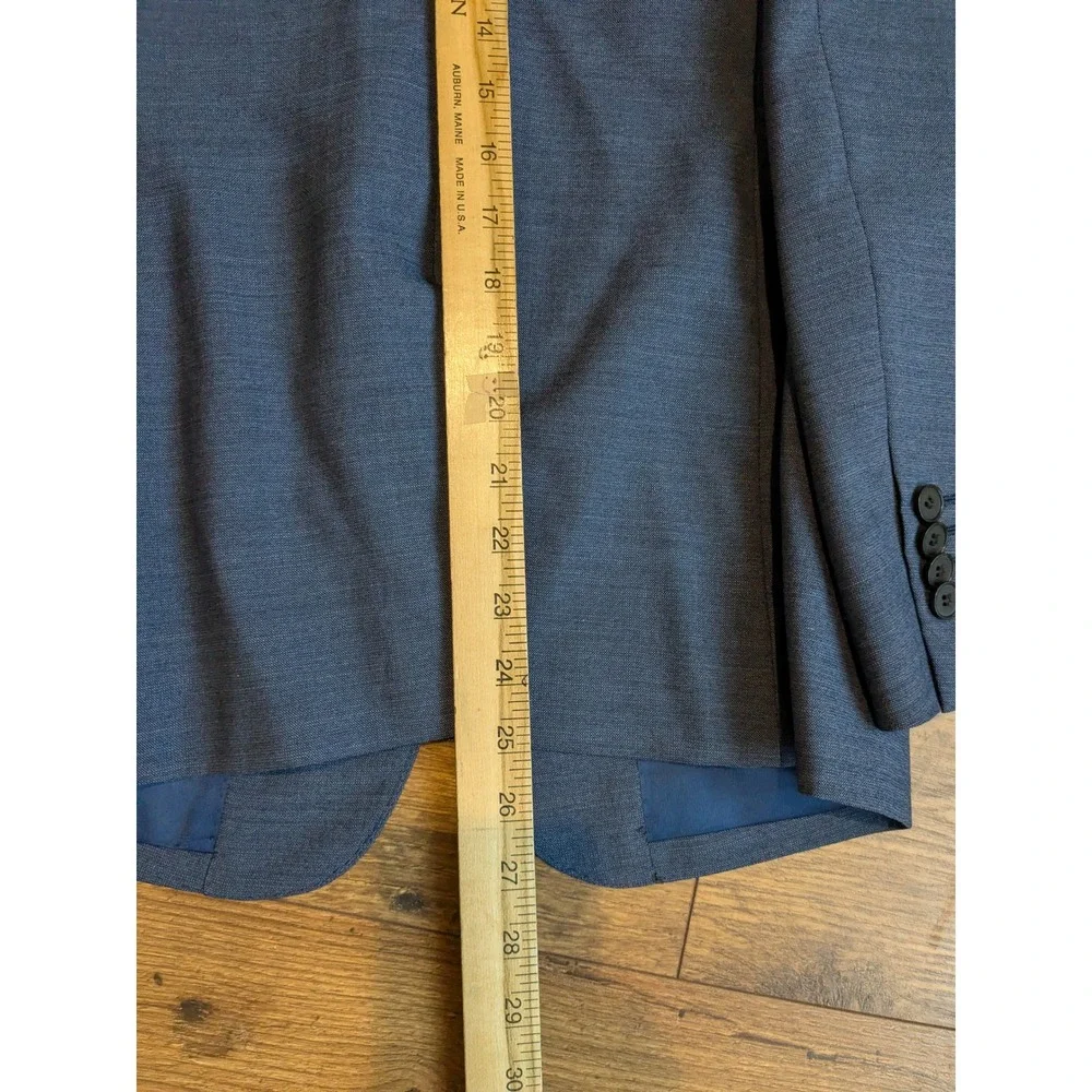 NWOT SUISTUDIO Women's Blue Wool Suit Set Blazer‎ 32R Pants 24x29 READ